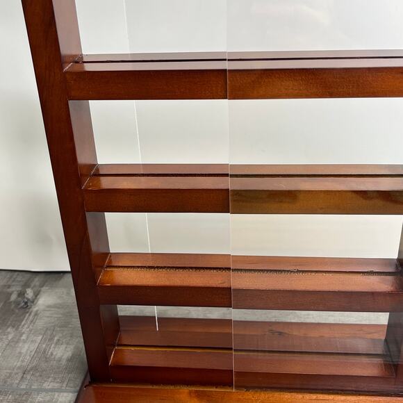 Challenge Coin Red Wood Finish Display Stand Shelf Holds 12-16 coins 13x9x5 - Picture 5 of 8